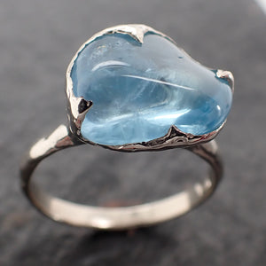 Tumbled pebble candy Aquamarine Solitaire Ring 14k White gold Custom One Of a Kind Gemstone Ring Bespoke byAngeline 2749