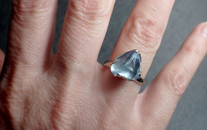Tumbled pebble candy Aquamarine Solitaire Ring 14k White gold Custom One Of a Kind Gemstone Ring Bespoke byAngeline 2750