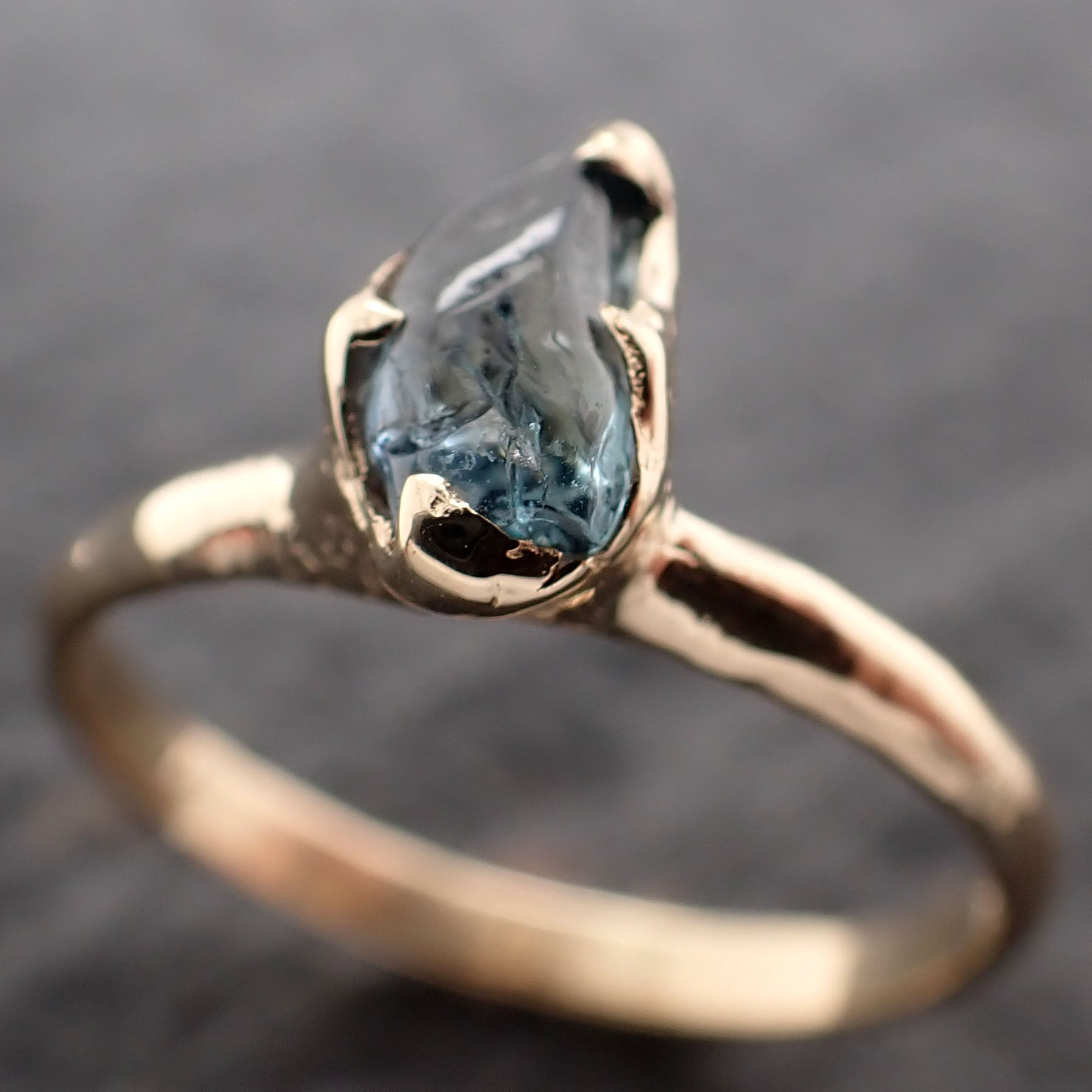 sapphire pebble blue candy polished 14k rose gold solitaire gemstone ring 2752 Alternative Engagement