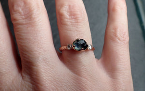 fancy cut blue montana sapphire and diamonds 14k rose gold engagement wedding ring custom gemstone ring multi stone ring 2753 Alternative Engagement