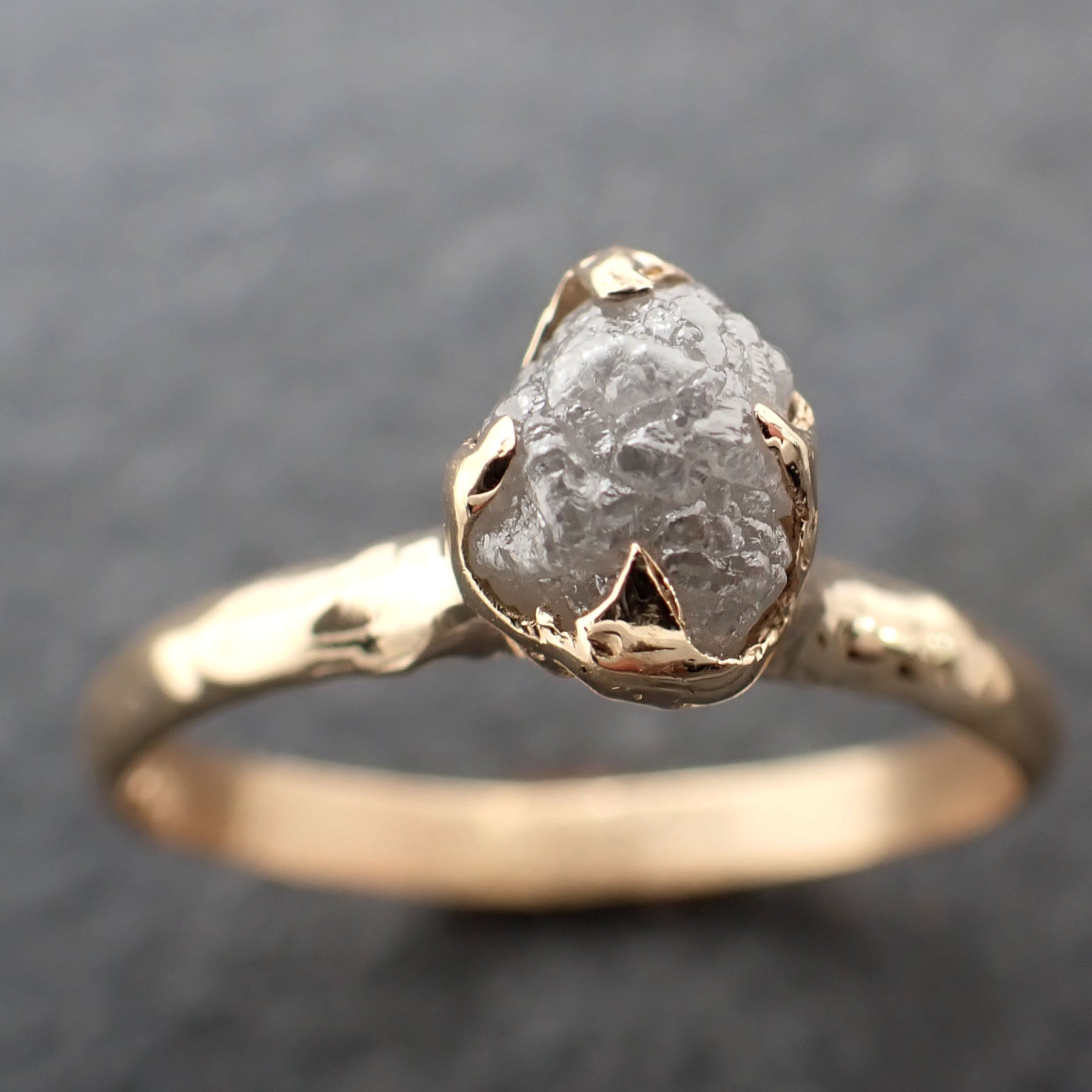 raw diamond engagement ring rough uncut diamond solitaire recycled 14k yellow gold conflict free diamond wedding promise 2403 Alternative Engagement