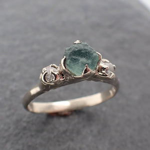 Raw Montana Sapphire Diamond White Gold Engagement Wedding Ring Custom One Of a Kind Gemstone Multi stone Ring 2407