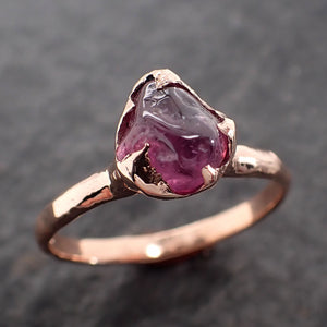 Sapphire Pebble Ruby red candy polished 14k Rose gold Solitaire gemstone ring 2755
