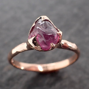 Sapphire Pebble Ruby red candy polished 14k Rose gold Solitaire gemstone ring 2755