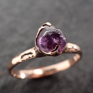 Sapphire Pebble Purple candy polished 14k Rose gold Solitaire gemstone ring 2757