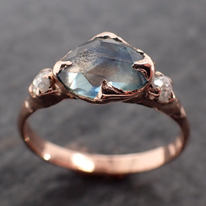 Fancy cut light blue Montana Sapphire and diamonds 14k Rose Gold Engagement Wedding Ring Custom Gemstone Ring Multi stone Ring 2758