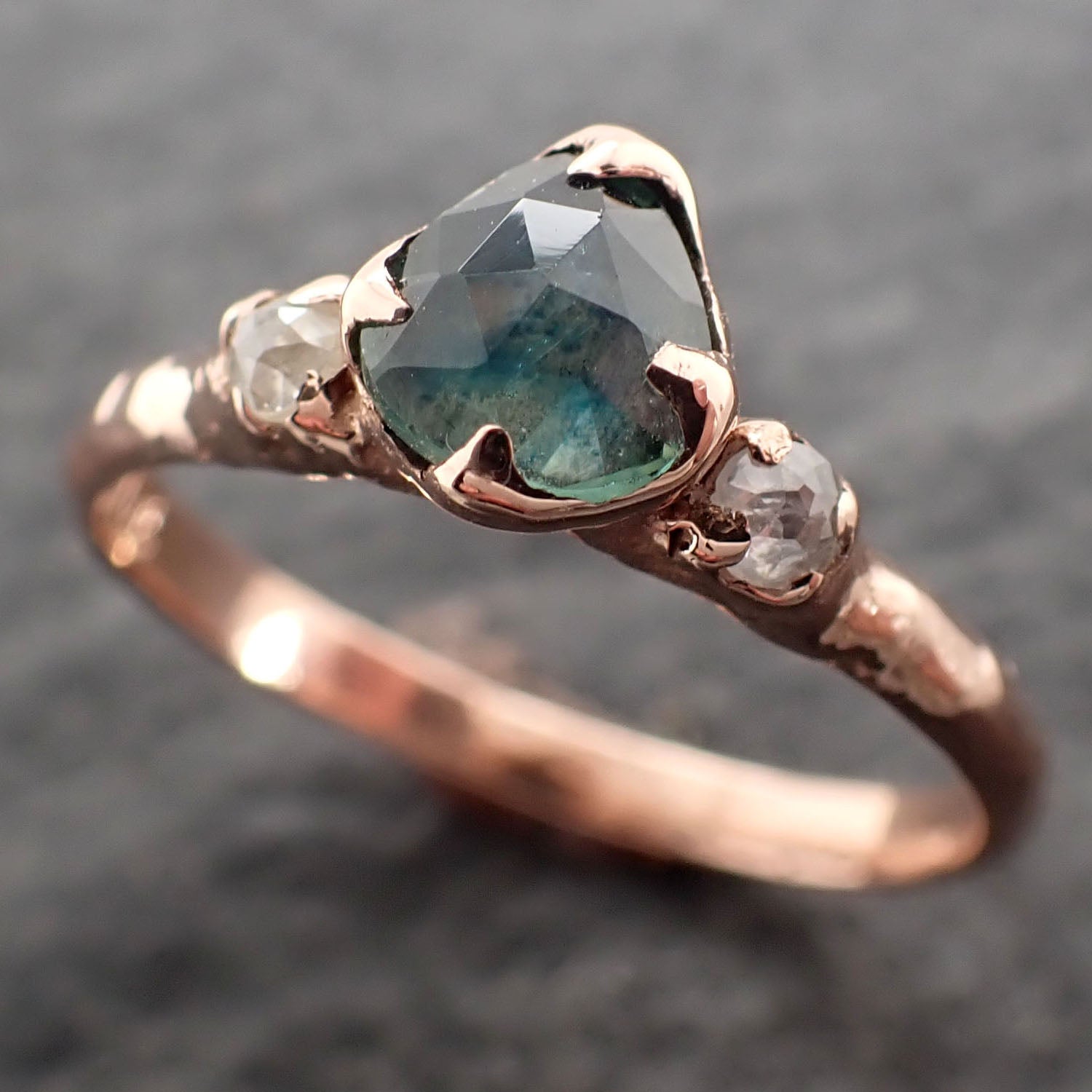 Fancy cut light blue Montana Sapphire and diamonds 14k Rose Gold Engagement Wedding Ring Custom Gemstone Ring Multi stone Ring 2759