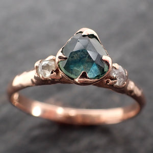 Fancy cut light blue Montana Sapphire and diamonds 14k Rose Gold Engagement Wedding Ring Custom Gemstone Ring Multi stone Ring 2759