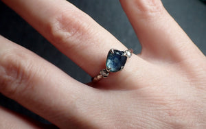 Fancy cut blue Montana Sapphire and fancy Diamonds 18k White Gold Engagement Wedding Ring Gemstone Ring Multi stone Ring 2773