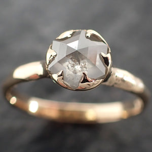 Fancy cut Salt and pepper Diamond Solitaire Engagement 14k yellow Gold Wedding Ring byAngeline 2783