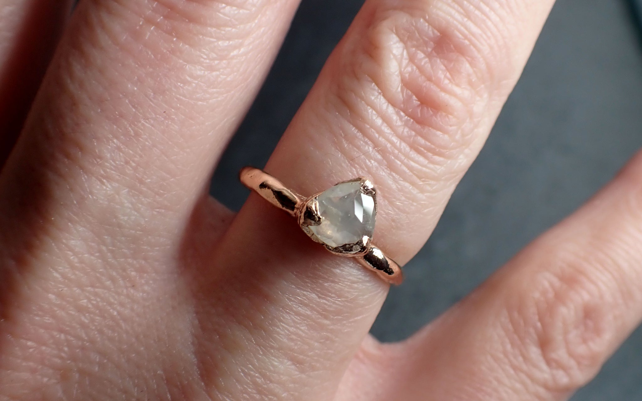Fancy cut white Diamond Solitaire Engagement 14k Rose Gold Wedding Ring byAngeline 2781