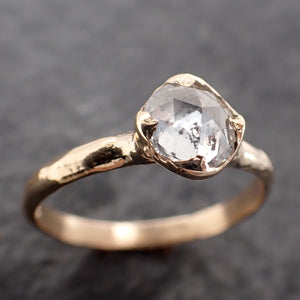 Fancy cut Salt and pepper Diamond Solitaire Engagement 14k yellow Gold Wedding Ring byAngeline 2782