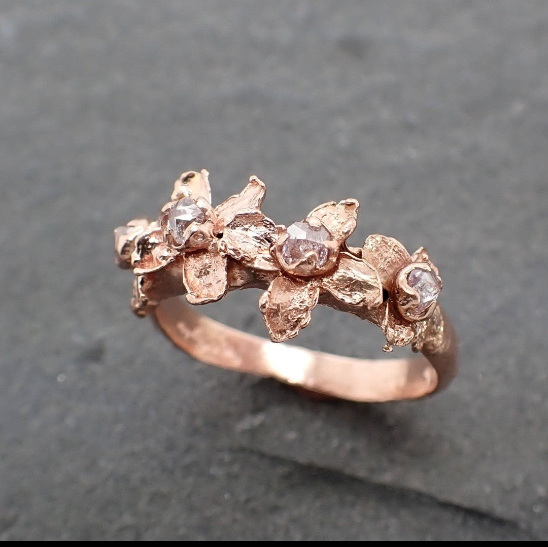 Real Flower and  rubies 14k Rose gold wedding engagement ring Enchanted Garden Floral Ring byAngeline 2499_custom_ruby