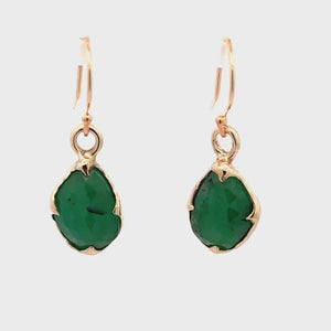 Emerald Fancy cut dangle earrings 14k 3323