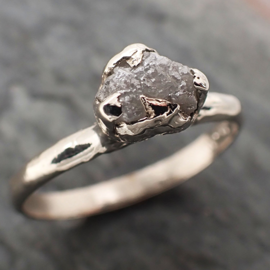 raw rough uncut diamond engagement ring solitaire 14k white gold conflict free diamond wedding promise 2325 Alternative Engagement