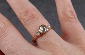 Fancy cut white Diamond Engagement 14k Rose Gold Multi stone Wedding Ring byAngeline 1891