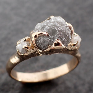 Raw Rough Diamond Engagement Stacking Multi stone Wedding anniversary 14k Gold Ring Rustic 2777