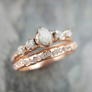 Rose Gold Wedding Rings With Diamonds. Wedding Rings Set Made of