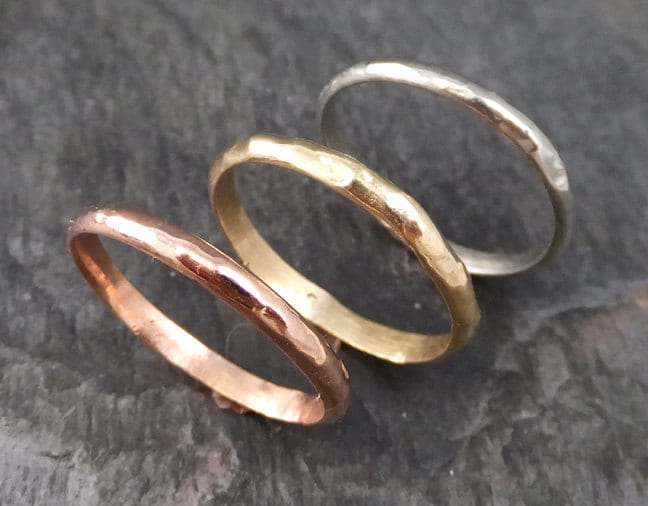 Custom Wedding band 14k or 18k gold white yellow or rose gold textured wedding ring byAngeline Recycled gold C100_3mm