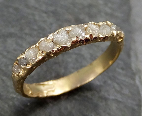Custom Raw Rough Uncut Diamond Wedding Band 14k Gold Wedding Ring byAngeline CUSTOM102