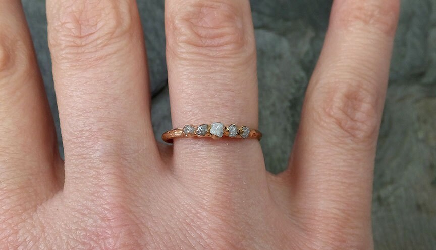 Dainty Diamond Engagement Stacking ring Wedding anniversary Rose Gold 14k Rustic byAngeline 0261