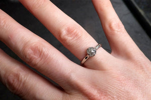 Fancy cut White Diamond Solitaire Engagement 14k White Gold Wedding Ring byAngeline 2035
