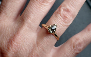 Fancy cut salt and pepper Diamond Solitaire Engagement 14k yellow Gold Wedding Ring Diamond Ring byAngeline 2611