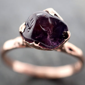 Sapphire Pebble Purple polished 14k Rose gold Solitaire gemstone ring 2897