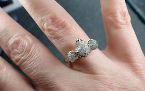 Rough Diamond 14k white gold Engagement Multi stone Wedding byAngeline 2905