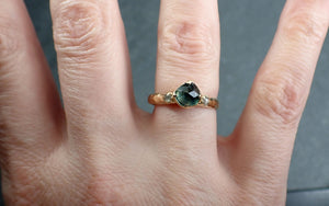Fancy cut blue green Montana Sapphire and fancy cut Diamonds 18k Yellow Gold Engagement Wedding Ring Gemstone Ring Multi stone Ring 2907