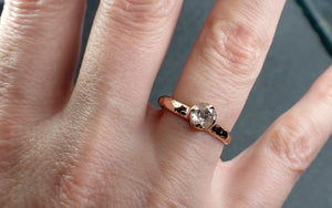 Faceted Fancy cut White Diamond Solitaire Engagement 14k Rose Gold Wedding Ring byAngeline 2909
