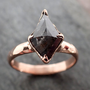 Faceted Fancy cut Salt and pepper Diamond Solitaire Engagement 14k Rose Gold Wedding Ring byAngeline 2914