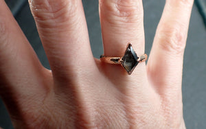 Faceted Fancy cut Salt and pepper Diamond Solitaire Engagement 14k Rose Gold Wedding Ring byAngeline 2914