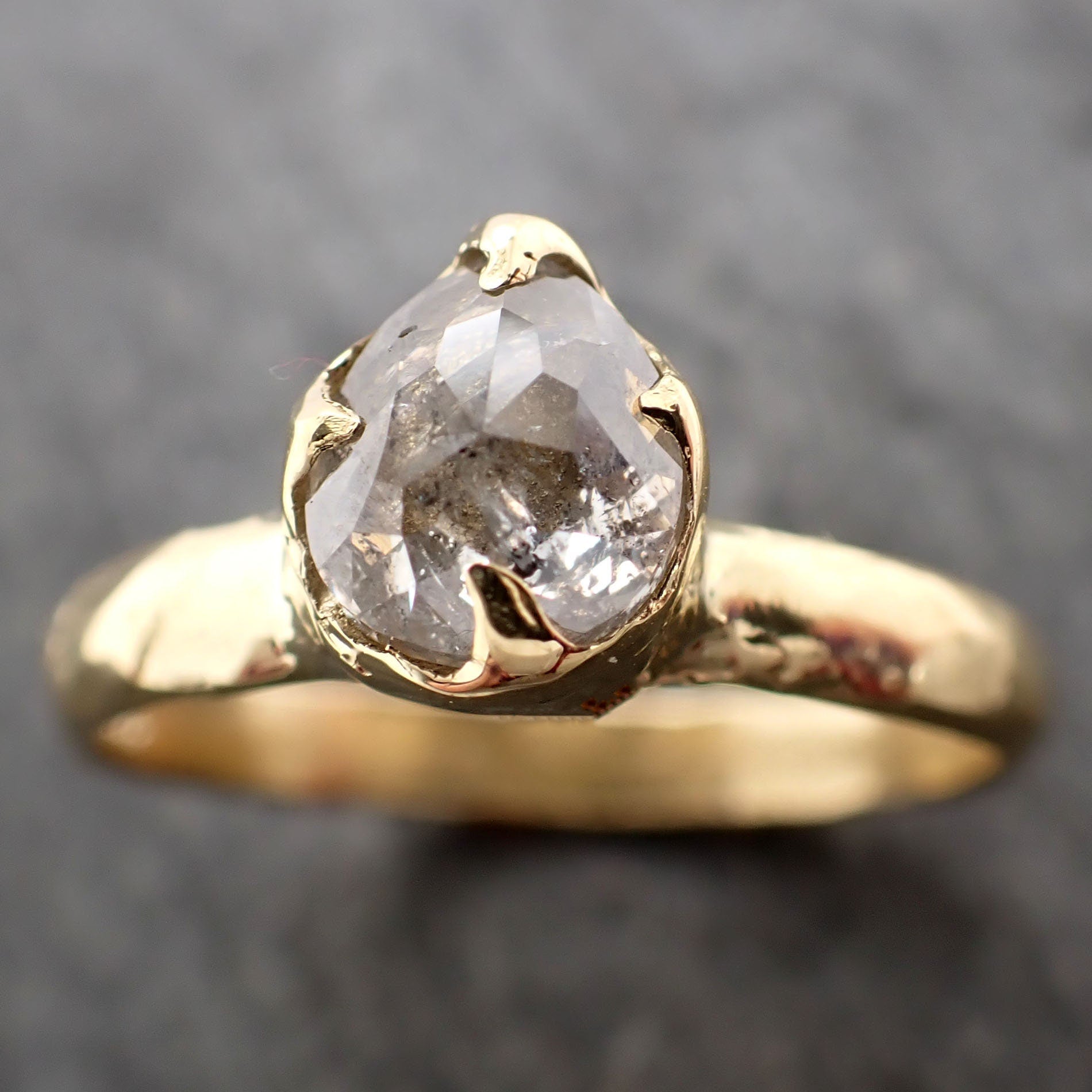 Fancy cut white Diamond Solitaire Engagement 18k yellow Gold Wedding Ring byAngeline 2916