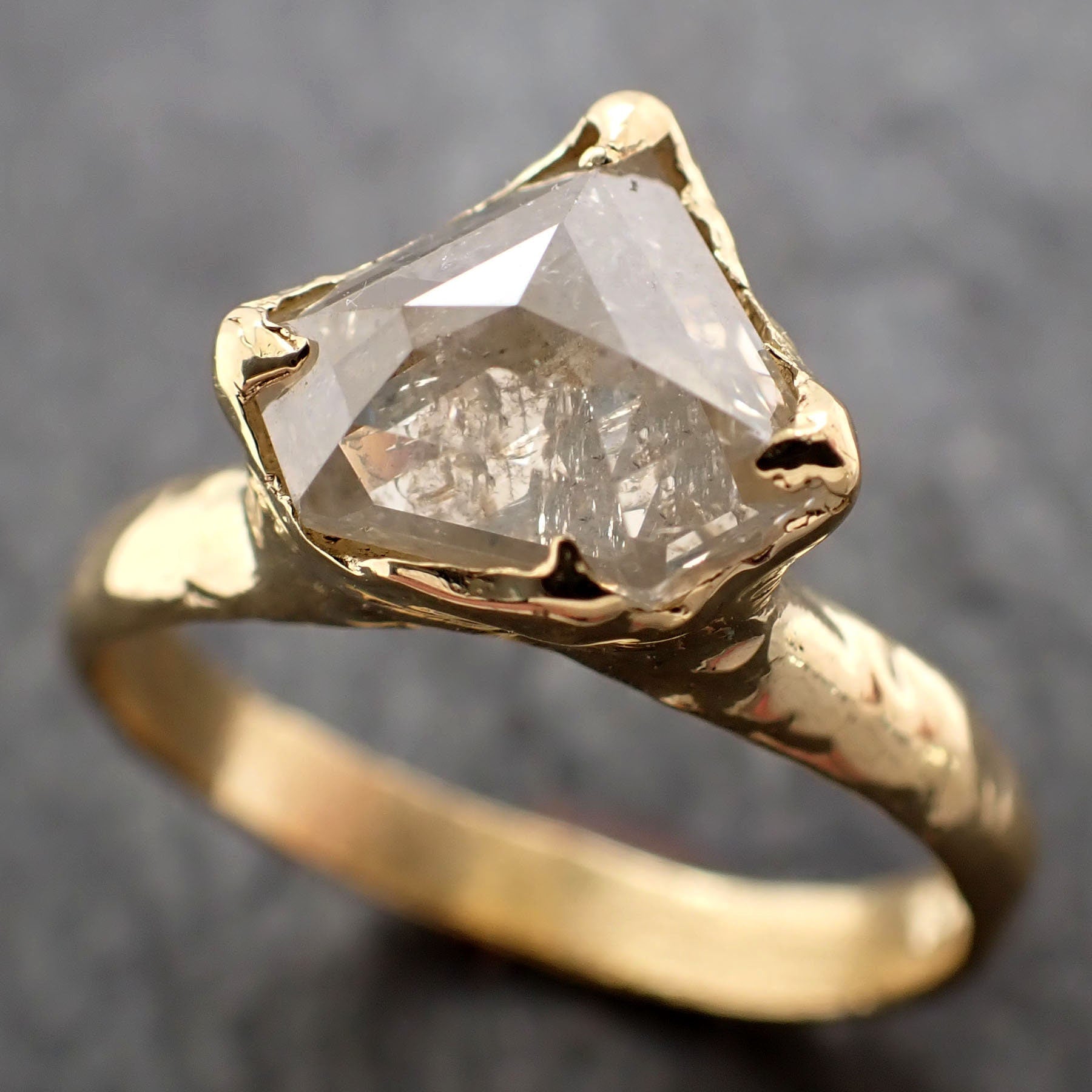 Fancy cut white Diamond Solitaire Engagement 18k yellow Gold Wedding Ring byAngeline 2919