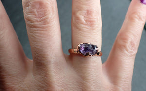 Sapphire Pebble Purple polished 14k Rose gold Solitaire gemstone ring 2896