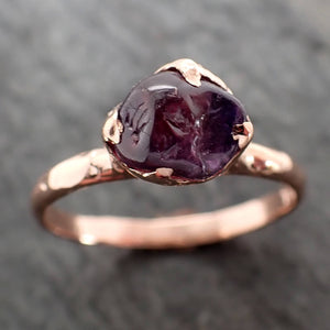 Sapphire Pebble Purple polished 14k Rose gold Solitaire gemstone ring 2897