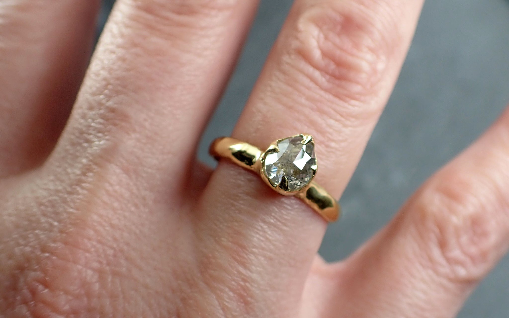 Fancy cut white Diamond Solitaire Engagement 18k yellow Gold Wedding Ring byAngeline 2916