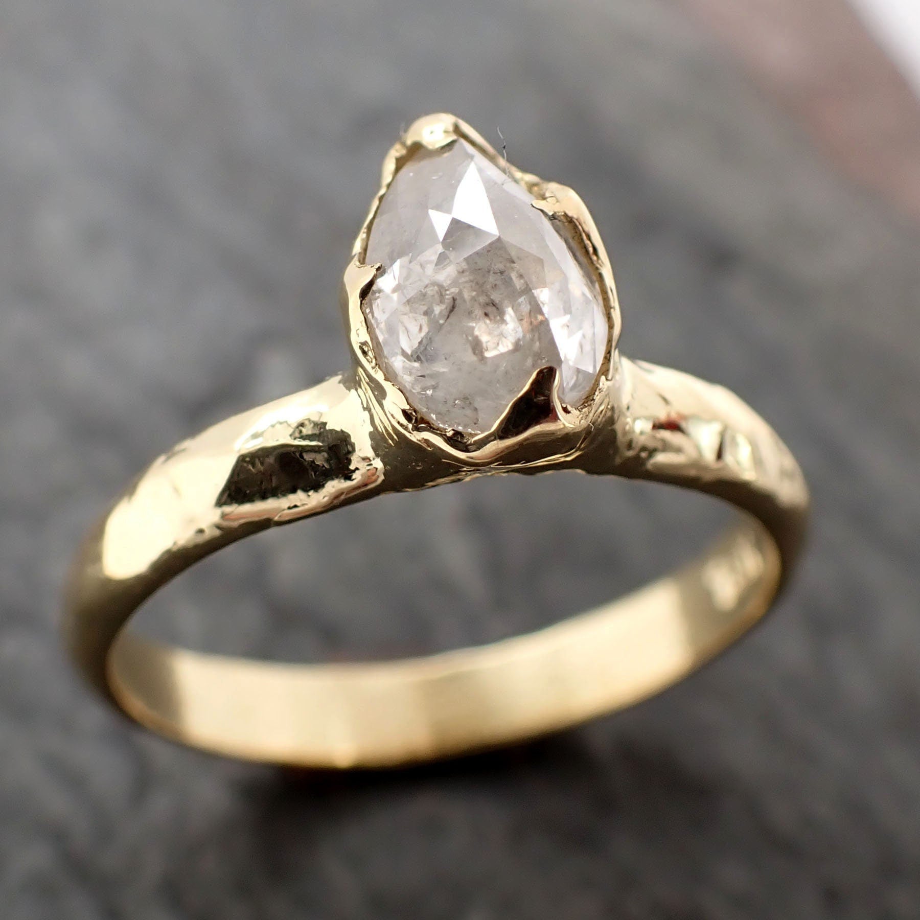 Fancy cut white Diamond Solitaire Engagement 18k yellow Gold Wedding Ring byAngeline 2917