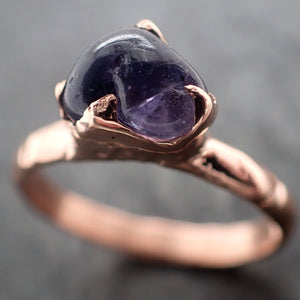 Sapphire Pebble Purple polished 14k Rose gold Solitaire gemstone ring 2922