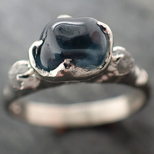 Sapphire Pebble candy polished White 14k gold Multi stone gemstone ring 2924