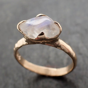 tumbled Moonstone Yellow Gold Ring Gemstone Solitaire recycled 14k statement cocktail statement 2936