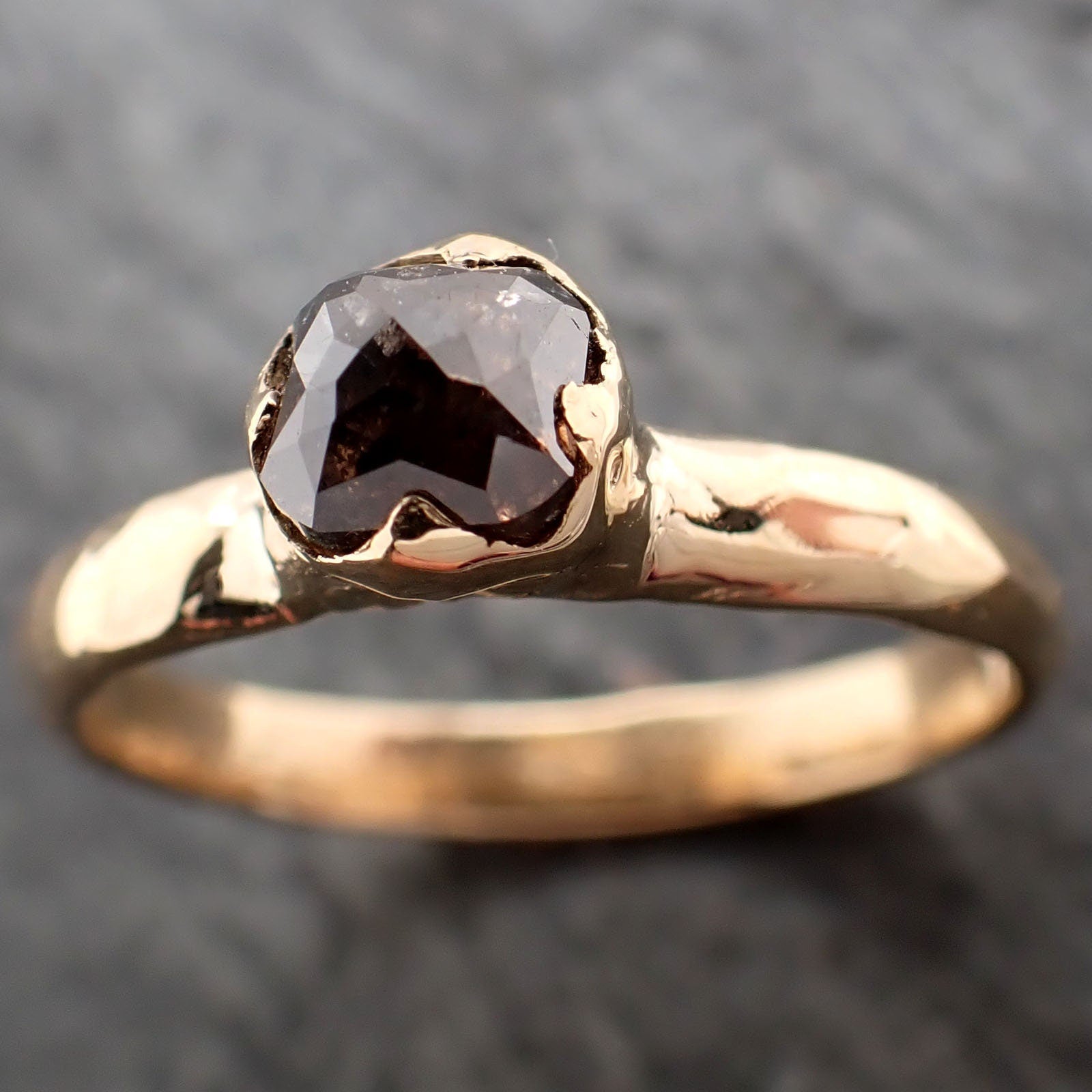 Fancy cut salt and pepper Diamond Solitaire Engagement 18k yellow Gold Wedding Ring Diamond Ring byAngeline 2928