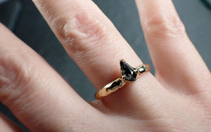 Fancy cut salt and pepper Diamond Solitaire Engagement 18k yellow Gold Wedding Ring Diamond Ring byAngeline 2931