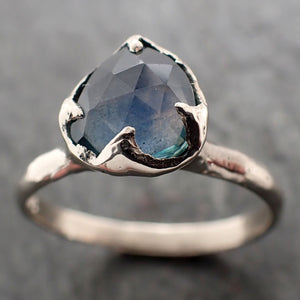 Fancy cut Montana blue Sapphire 14k White gold Solitaire Ring Gold Gemstone Engagement Ring 2944