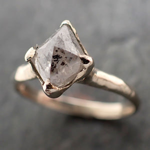Fancy cut salt and pepper Diamond Solitaire Engagement 18k White Gold Wedding Ring byAngeline 2949