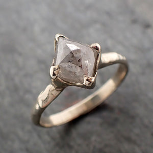 Fancy cut salt and pepper Diamond Solitaire Engagement 18k White Gold Wedding Ring byAngeline 2949