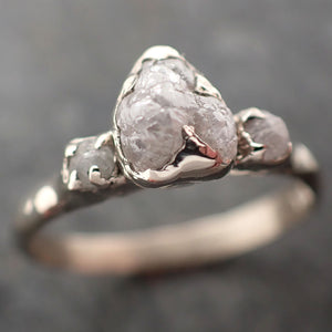 Rough Diamond 14k white gold Engagement Multi stone Wedding byAngeline 2953