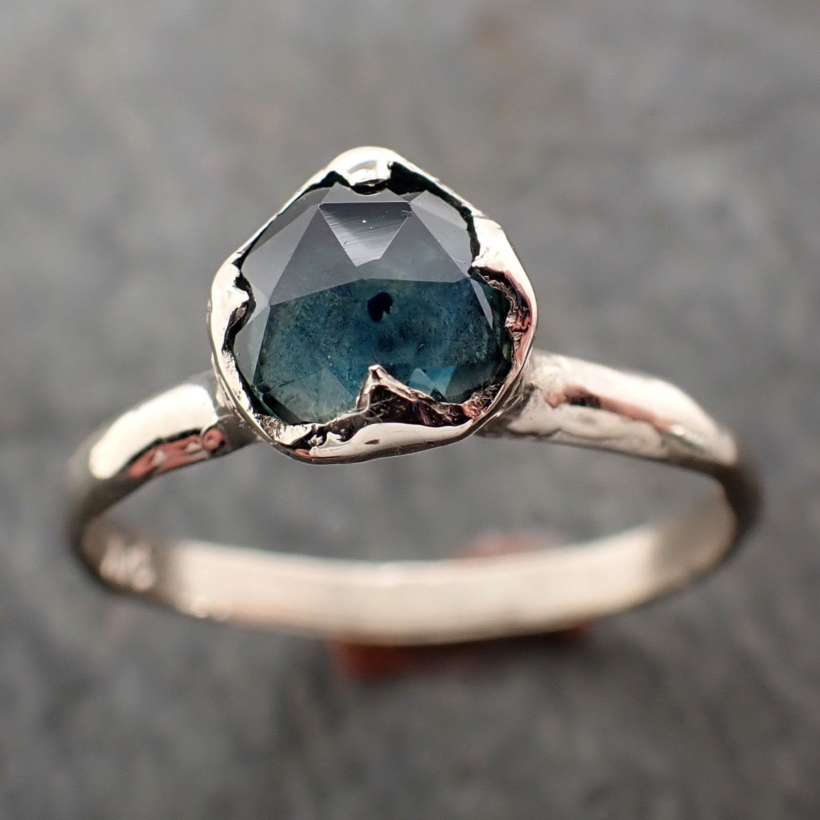 Fancy cut Montana blue Sapphire 14k White gold Solitaire Ring Gold Gemstone Engagement Ring 2968