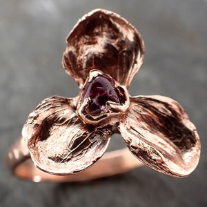Real Flower and Purple Sapphire 14k Rose gold wedding engagement ring Enchanted Garden Floral Ring byAngeline 2971